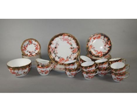 A LATE VICTORIAN ROYAL CROWN DERBY CHINA TEA SERVICE, c.1890, printed and painted in the Imari palette with the "Melton" patt