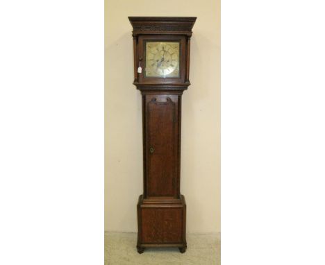 AN OAK LONGCASE CLOCK signed Joshua Horrocks, Lancaster, the eight day movement with anchor escapement striking on a bell, 11