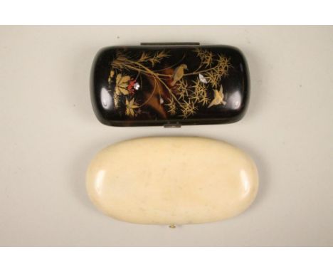 AN IVORY ETUI, mid 19th century, probably French, of D-end form with push button opener, revealing a thimble, bradawl and nee