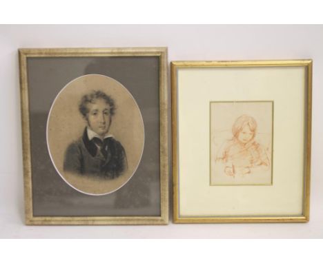 ENGLISH SCHOOL (Mid 19th Century), Portrait of a Young Man, oval pastel, unsigned, 9 1/2" x 7 1/2", together with ENAID JONES