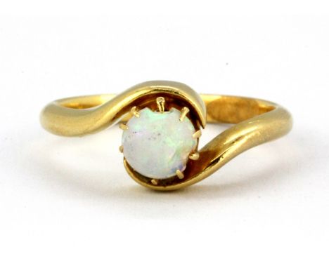 A yellow metal (tested 18ct gold) opal set ring, (opal a/f), (K).