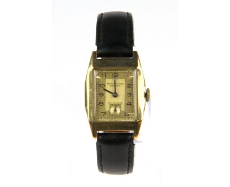 A gent's vintage 9ct gold wrist watch, size 2.5 x 3.5cm. Understood to be in working order.