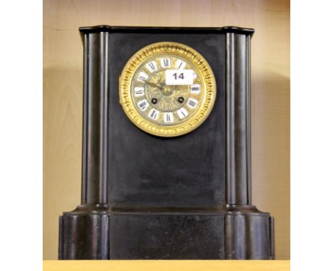 A 19th Century French slate mantle clock, H. 32cm.