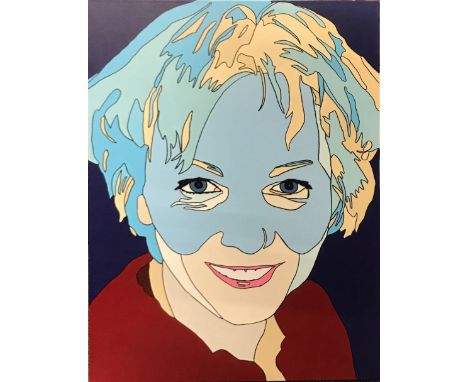 A large unframed oil on canvas portrait of a girl, signed verso and dated 2003, size 91 x 122cm.