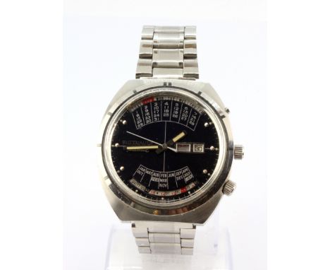 An unusual boxed gent's vintage Wittnauer automatic stainless steel wrist watch, understood to be in working order.