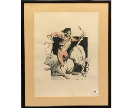 A large pencil signed framed lithograph of a matador initialled H.C and numbered 6/25, framed size 66 x 85cm.