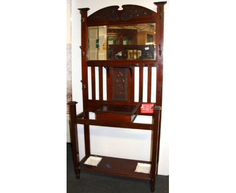 An Art Nouveau mahogany hall stand, W. 92cm H. 193cm.