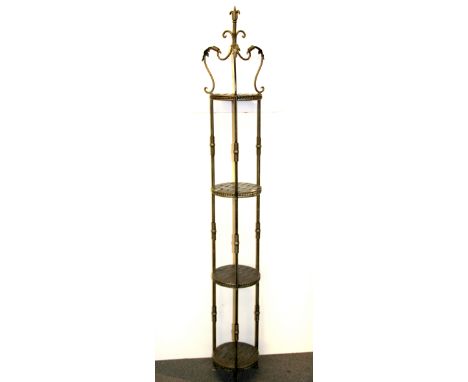A wrought metal plant stand, H. 166cm.