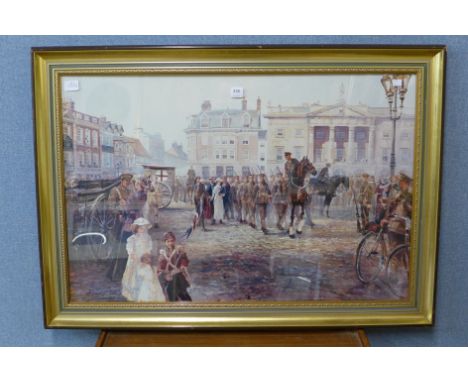 A large print depicting British troops in continental Europe, WWI