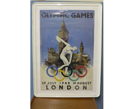 A reproduction London Olympics 1948 print, framed