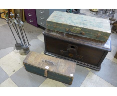 Three vintage toolboxes and companion set