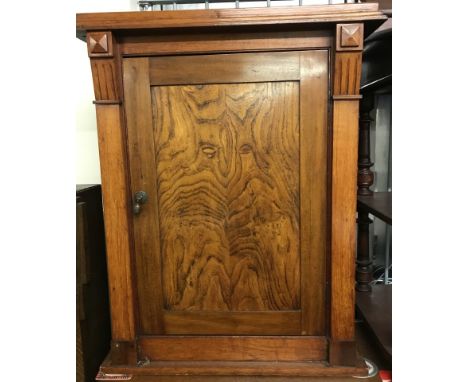 A vintage dark wood floor standing hall cupboard with interior shelves.  Approx.65cm wide x 81cm tall.