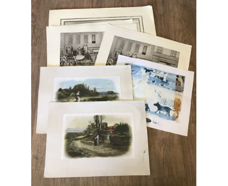 A quantity of vintage unframed prints. To include a quantity of 10 prints from an engraving by F.J Havell "The Blenheim, leav