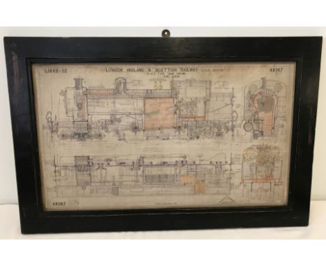 London Midland and Scottish Railway, cross sectional engine diagram. By Nasmyth and Wilson. Framed. 