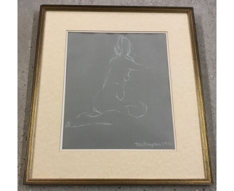 Framed and glazed nude pastel sketch by local Norfolk artist. Signed Toni Hayden 1990. Approx. 34 x 29cm.