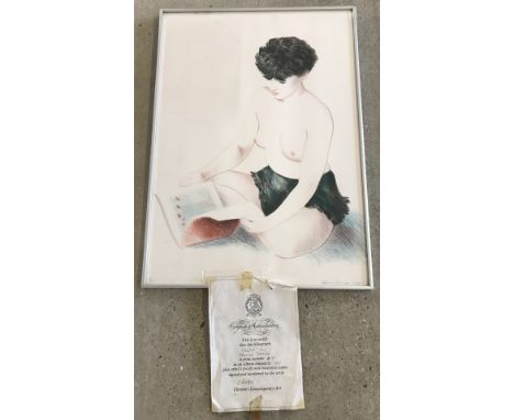 Limited Edition Colour Lithograph "Cherie" by Adrian George. Signed in pencil and dated 1984. Together with certificate of au