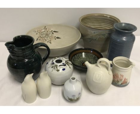 A collection of assorted studio pottery. To Include Dersingham, Prinknash, Celtic pottery Cornwall and Grayshott pottery. 