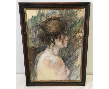Framed Oil on canvas portrait by F Rudolph.  