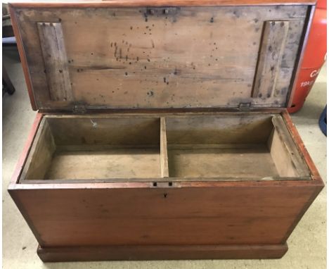 A vintage pine chest with 2 section internal tray.  49cm tall x 94cm wide x 38cm deep