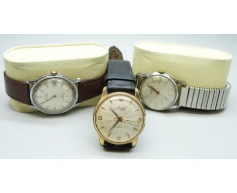 Three vintage wristwatches; Accurist, Avia and Timex automatic