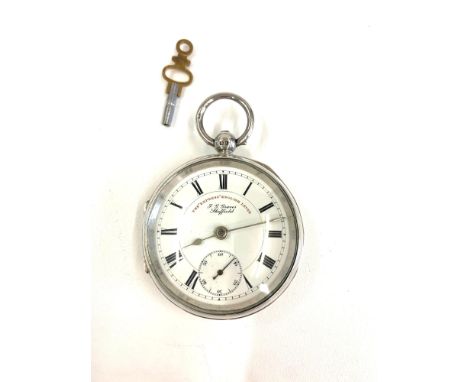 Silver pocket watch by J.G.Greaves Sheffield watch does tick but no warranty given 