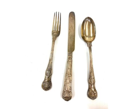 Victorian silver christening set knife fork and spoon weight 90g 