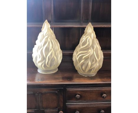 Pair of 1030s vintage cinema flame light shades, rim chipped measure approximately 44cm tall 