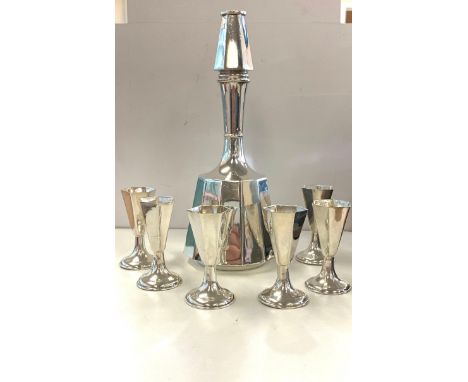 Sterling silver Mexican decanter and cups 315g 