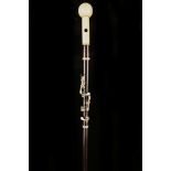 A 19TH CENTURY EBONISED ROSEWOOD FOUR SECTION FLUTE CANE, by 'Chamberlain - Worthing', with ivory