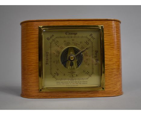A Mid 20th Century Shortland Compensated Wall Hanging Oak Cased Aneroid Barometer, 22cms by 15cms 
