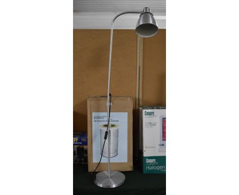 An Unopened 60lt Stainless Steel Bin and a Reading Lamp 