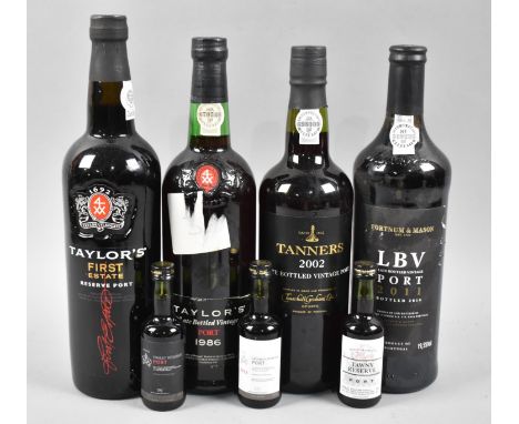 Four Bottles of Port to include Taylors Late Bottle Vintage 1986 and Three Miniatures 