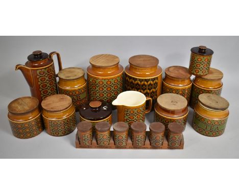 A Collection of Various Hornsea Saffron Kitchenwares to Comprise Storage Jars, Coffee Pot, Spice Rack Etc 