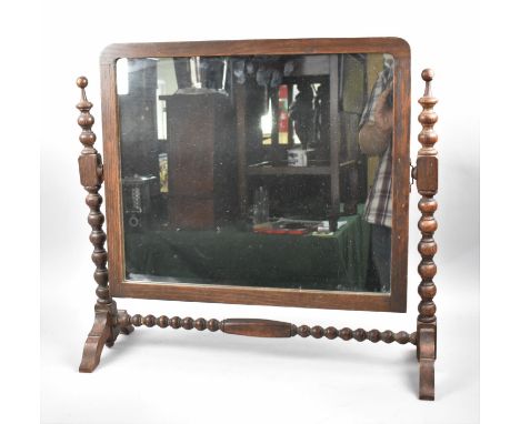 An Edwardian Rectangular Swing Dressing Table Mirror with Bobbin Supports, 60cm wide 