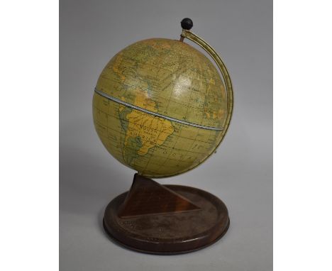 A Vintage Tin Plate Chad Valley Table Top Globe, 29cms High 