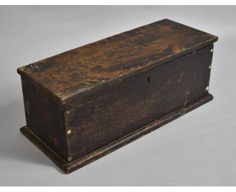 A Vintage Oak Toolbox with Hinged Lid, 43cms Wide 