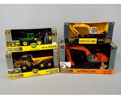 Ertl - A collection of four boxed diecast construction vehicles in 1:50 scale by Ertl. Lot consists of Ertl #15864 Hitachi Za