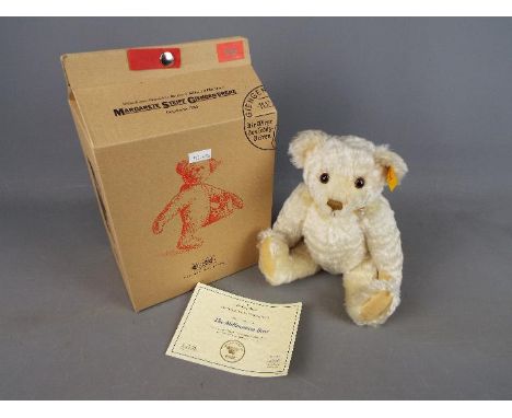 Steiff - the Steiff Millennium Bear, blonde 30 cm (high), button in ear with yellow tag, Teddybar knopf im ohr, serial no # 2