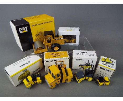 Kaster, Conrad, Bomag, NZG - A fleet of six 1:50 scale diecast construction roller and compactor vehicles. Lot includes Bomag