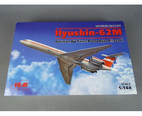 Model Kits - an Ilyushin-62M German Air Force Passenger Aircraft model kit No. 14406, 1:144 scale by ICM, in sealed box unche