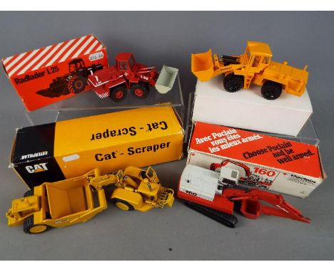 NZG; Conrad, Cursor - Four boxed diecast construction vehicles in 1:50 scale. Lot comprises of NZG Zettetmeyer ZL5001 Wheel L