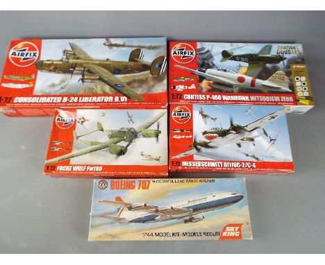 Airfix - a collection of five Airfix model kits to include a Messerschmitt BF110C-2/C-4 model No. A03080, 1:72 scale, a Conso