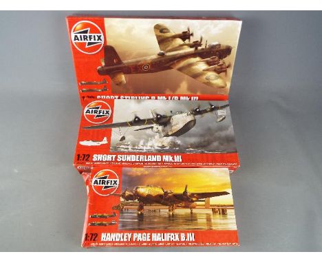 Airfix - a collection of three all plastic model kits to include a Short Sunderland Mk.111 model No. A06001, 1:72 scale, a Ha
