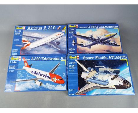 Revell - a collection of four plastic model kits to include an Airbus A 319 model No. 04215, an Airbus A 320 Edelweiss Air mo