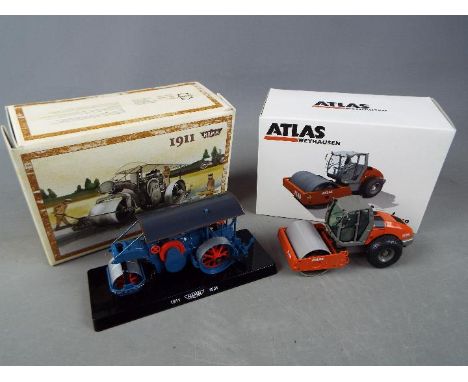 NZG, Conrad - Two boxed 1:50 scale diecast construction rollers Lot consists of NZG #641 Atlas 1140 Compactor with Cabin; and
