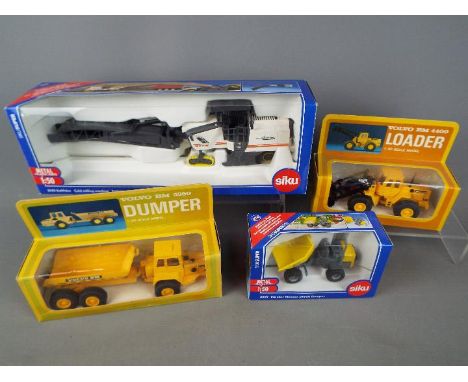 Siku, Volvo - Four boxed diecast 1:50 scale construction vehicles. Lot consists of Siku # 3509 Wacker Neuson DW60 Dumper; Sik