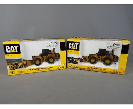 Norscot - Two boxed 1:50 scale diecast Norscot construction vehicles. Lot includes #55027 Caterpillar 980G Wheel Loader; and 