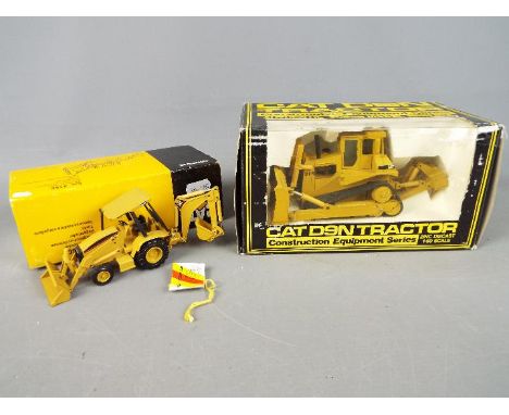 NZG - Two boxed diecast construction vehicles by NZG in 1:50 scale. Lot consists of NZG # 434 Caterpillar 416C Backhoe Loader