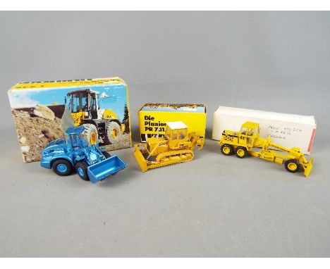 Conrad, Gescha - Three boxed diecast 1:50 scale diecast construction vehicles. Lot includes Gescha Liebherr PR731 Crawler; Co