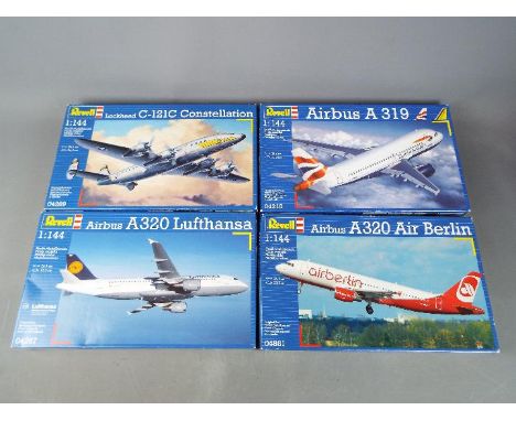 Revell - a collection of four plastic model kits to include a Lockheed C-121C Constellation model No. 04269, an Airbus A319 m